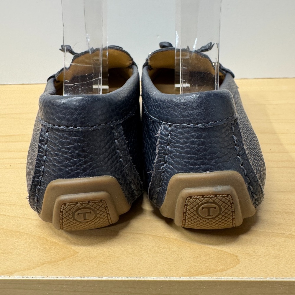 Talbots Slip On Loafers, Size 7 Navy Blue Pebbled Leather Fringe Driving Mocs - Picture 5 of 8